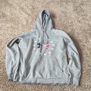 Under Armour Gray Hoodie with Flag Graphic
